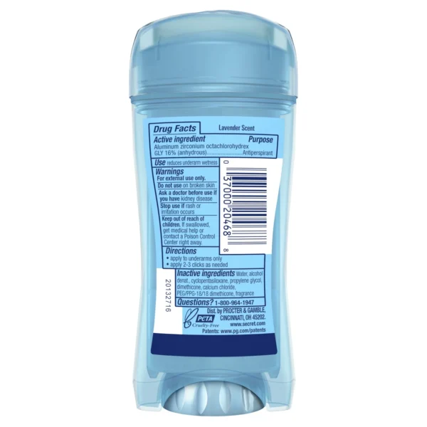 Secret Fresh Clear Gel Antiperspirant Deodorant for Women, Lavender, 2.6 oz